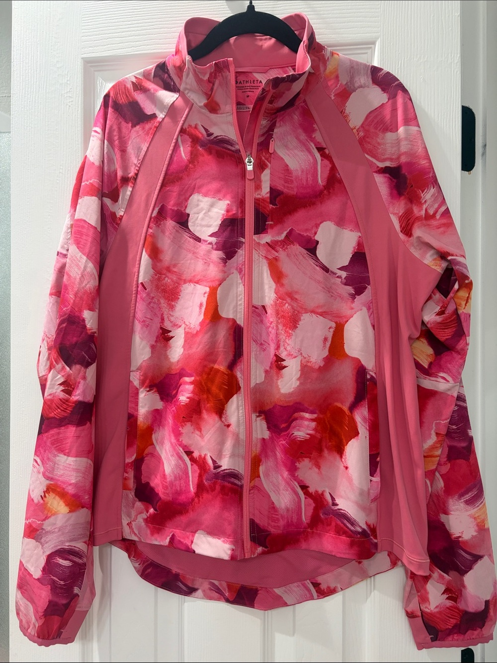 Athleta Pink Abstract Print Athletic Jacket